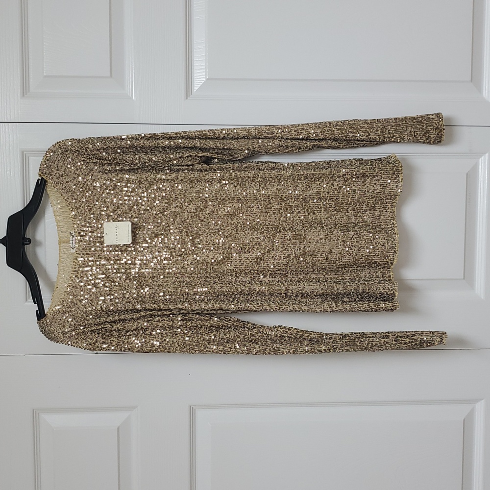 Free People Gold Rush Sequin Top Size/Gold Combo - Picture 3 of 9